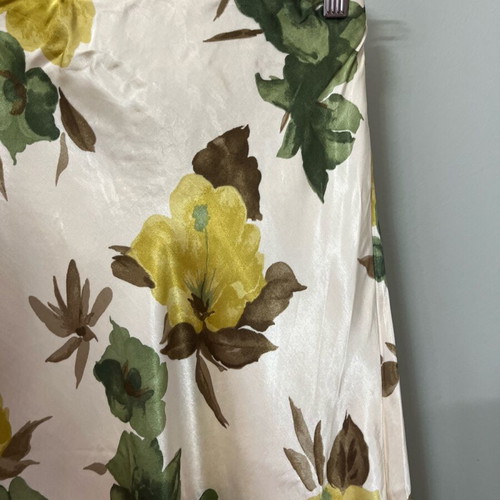 Satin skirt like new cream with earthy tone floral print