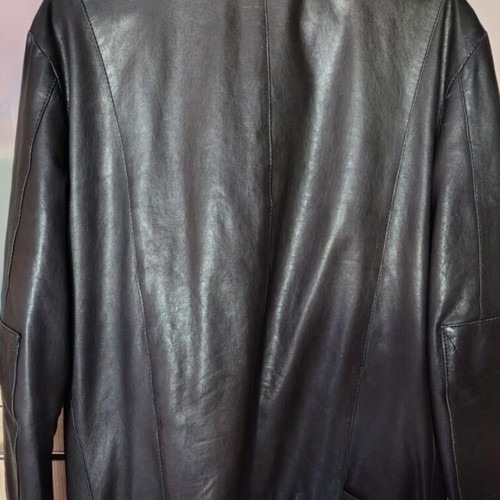 AFG Men's Leather Jacket, Black Military Style, Size L