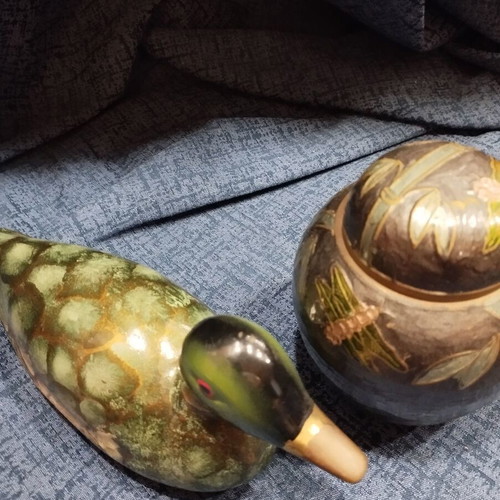 Decorations used, set of two, green shades
