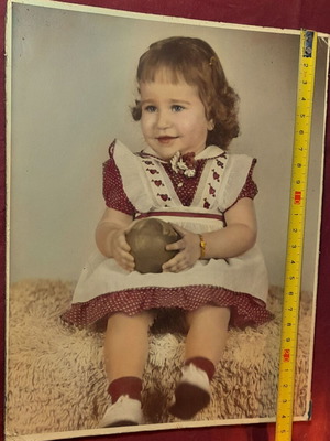 Vintage παιδικό πορτρέτο σε χοντρό χαρτόνι 19,5x24,5 εκ. σαν καινούργιο