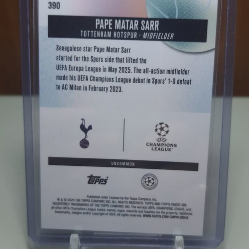 Topps Finest 2026 Pepe Matar Sarr αριθμημένη κάρτα /20 Tottenham σαν καινούργιο
