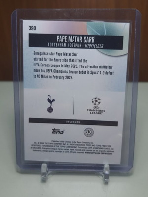 Topps Finest 2026 Pepe Matar Sarr αριθμημένη κάρτα /20 Tottenham σαν καινούργιο