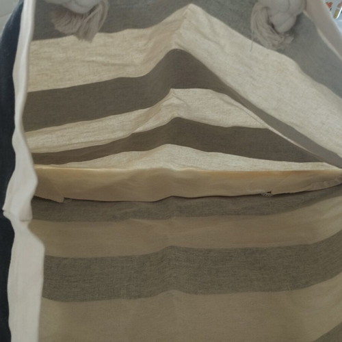 Canvas shoulder bag new, black and white striped beach style