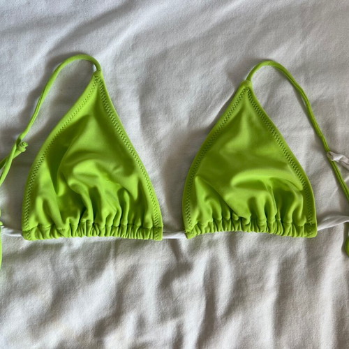 Triangle bikini green and white, size S