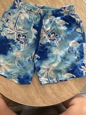 Vilebrequin men's swim shorts like new, blue tropical flamingo design, size S