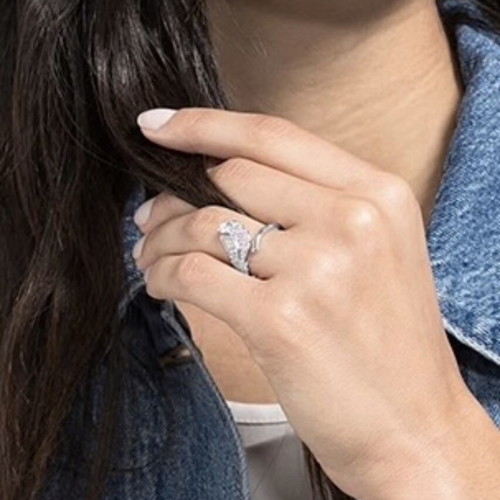 Swarovski δαχτυλίδι Feather ανοιχτό, ασημί