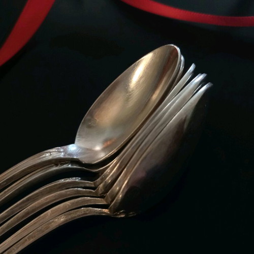 Silver teaspoons set of 6, antique style