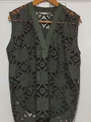Zara green perforated blouse size small like new