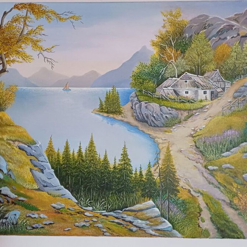 Landscape painting acrylic on canvas like new 50x70 cm
