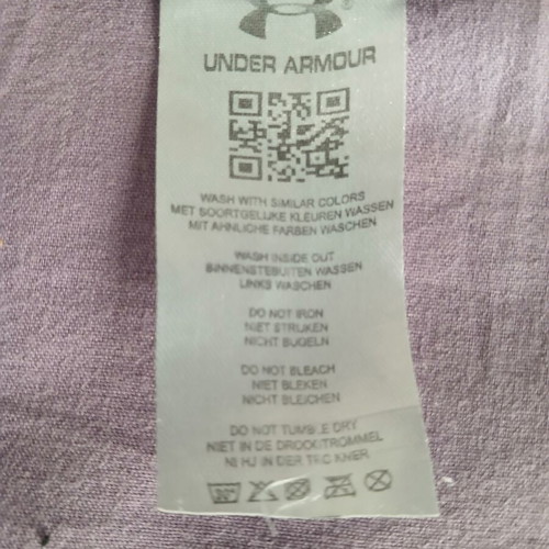 Under Armour short sleeve sports shirt, black and blue, size M