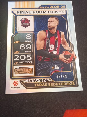 Tadas Sedekerskis Euroleague Panini Contenders card like new