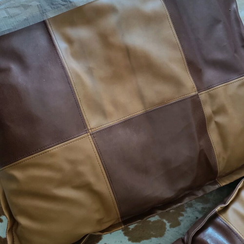 Techno leather brown-chocolate pillows new, stylish for decoration