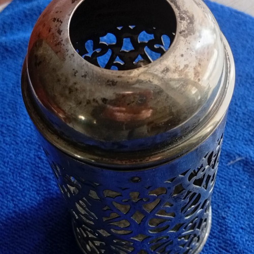 Antique Silver-Plated Pepperette New With Pierced Design