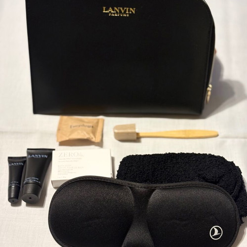 Lanvin men's toiletry bag new with travel cosmetics, black-brown