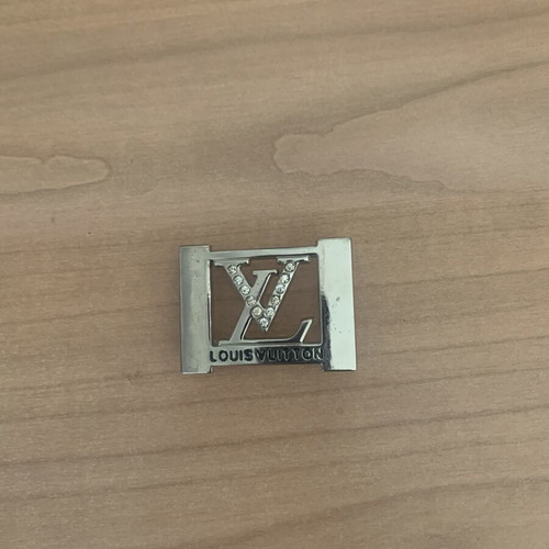 Louis Vuitton LV metal buckle with rhinestones like new, silver