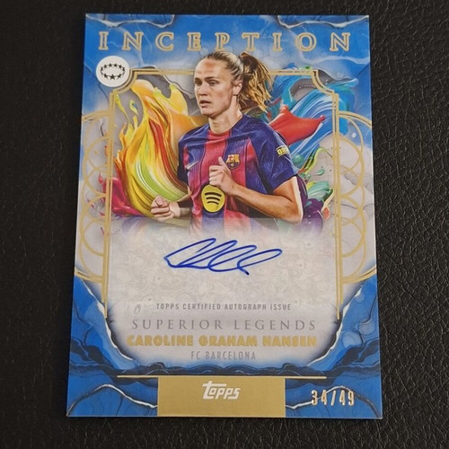 Topps Inception Caroline Graham Hansen Blue Foil Auto 34/49 Barcelona
