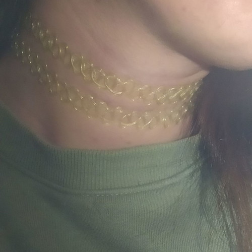 Chokers used, set of two, knitted light green