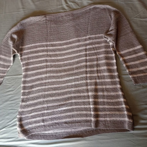 Ann Taylor LOFT women's knitted sweater XL like new, gray white stripes