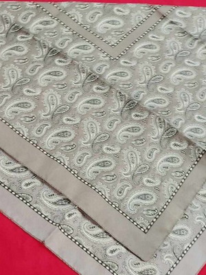 Square paisley scarf new, gray and beige