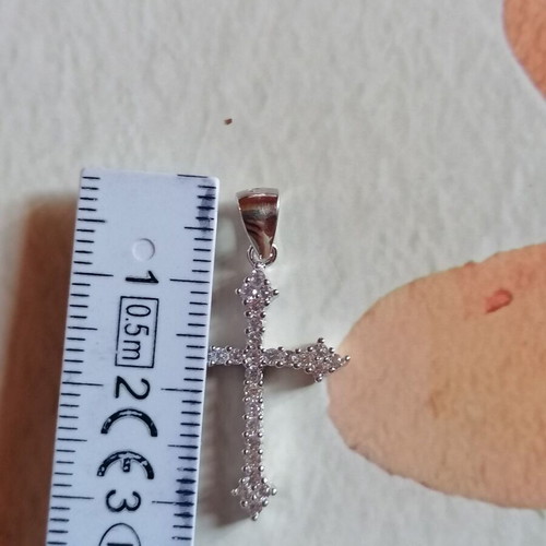 Silver 925 Cross with White Zircons new