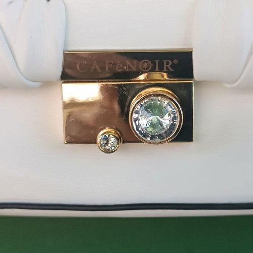 Cafènoir white bag like new with gold clasp and crystals