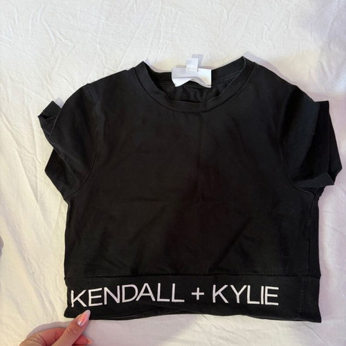 Kendall + Kylie cropped black women's top with logo