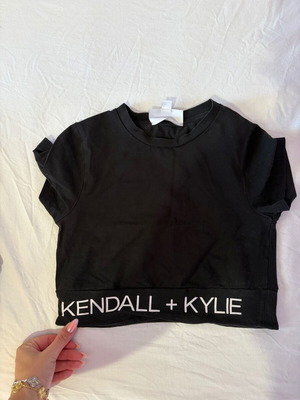 Kendall + Kylie cropped black women's top with logo