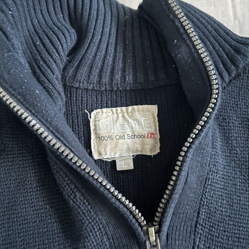 Blend men's knitted sweater with zipper like new, black, size L