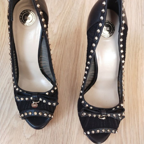 Elisabetta Franchi black high-heeled women's shoes like new, size 37
