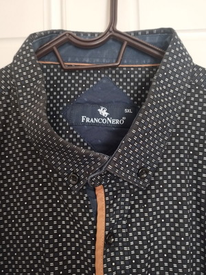 Franco Nero men's shirt black with white details like new, 5XL