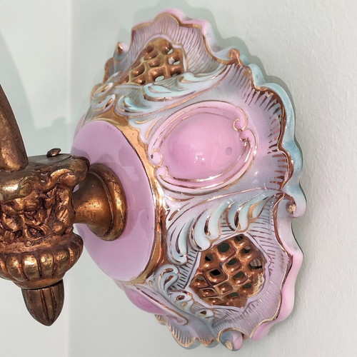Vintage wall light applique used, porcelain