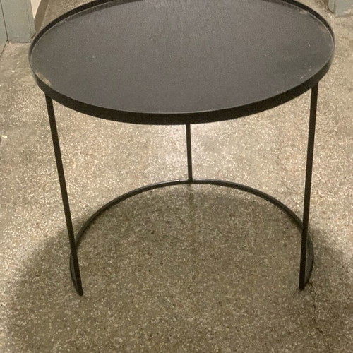 Decorative coffee table used with metal base and wooden top frame
