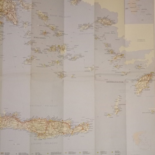 Map of Greece used, Athens April 1989 edition