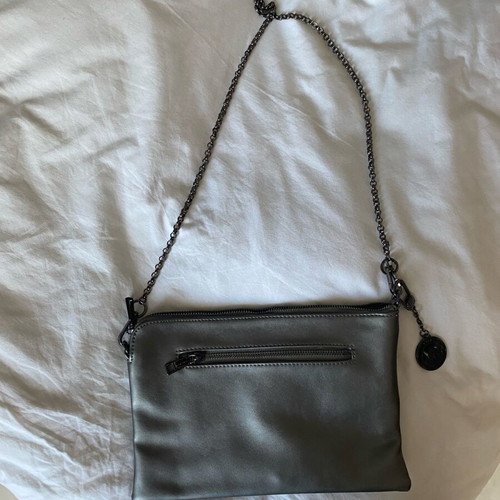 Y Not? Evening clutch crossbody like new, gray and silver