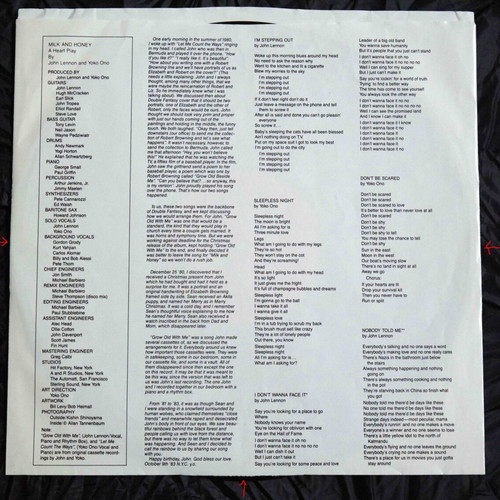 John Lennon & Yoko Ono Milk and Honey vinyl used, pop