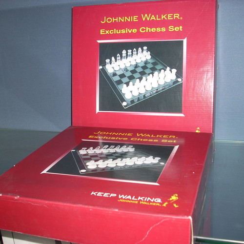 Johnnie Walker chess set new, collectible, glass