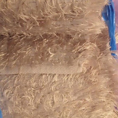 Beige runner rug like flokati used, approx. 0.70 x 2.50 m