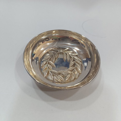 Handmade Vintage 925 Silver Dish with Embossed Olive Wreath