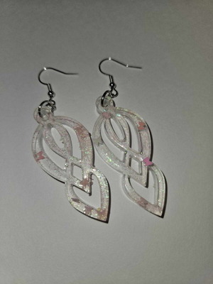 Earrings with liquid glass, pink butterflies and gold dust new