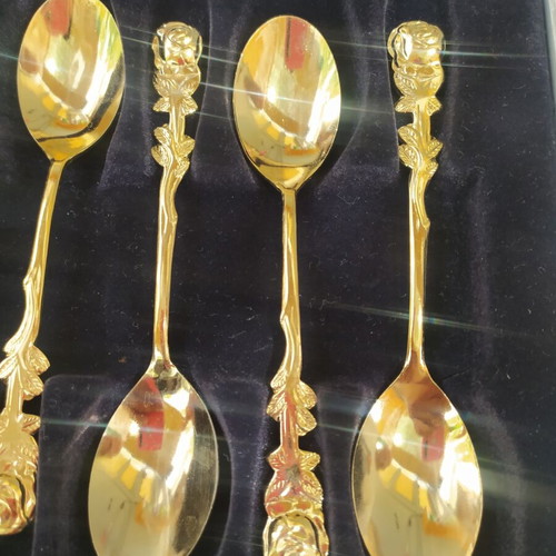 Gold-Plated Dessert Spoons Set of 6 Like New