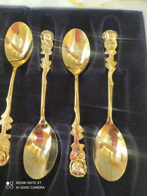 Gold-Plated Dessert Spoons Set of 6 Like New