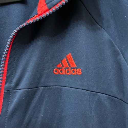 Adidas blue jacket used, XS, with red stripes