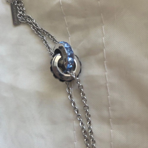 Bracelet with zircon like new, blue and turquoise with double chain