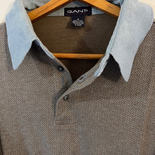 Gant long-sleeve polo shirt like new, size M-L, gray and blue