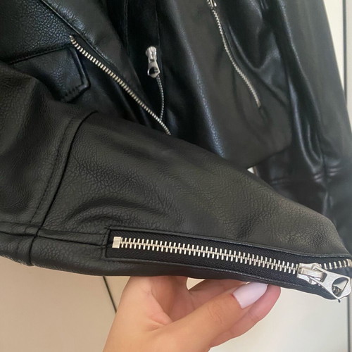 H&M Divided Cropped Faux Leather Biker Jacket like new, black, size S