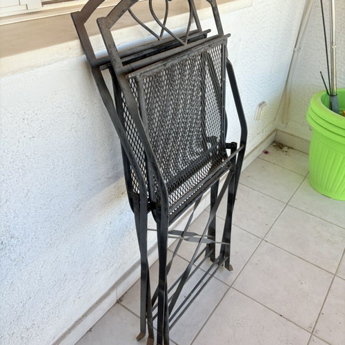 Folding metal outdoor chairs set of 2 used with mesh