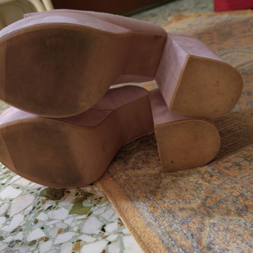 Suede mules H&M Divided used, dusty pink platform size 40