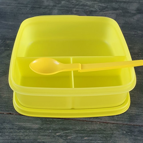 Tupperware kids food container set with spoon, new, 2 pieces