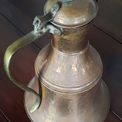 Handmade copper pitcher used, height 24 cm