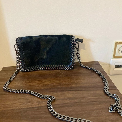 Italian Job crossbody bag made of genuine leather and pony skin like new, black